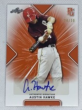 2021 LEAF PERFECT GAME ORANGE AUSTIN HAWKE PAPER RC AUTO # 24/30