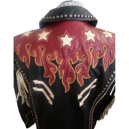 Double D Ranch Ring of fire Jacket 2X NWT Black Red Fringe Soft Western Rodeo - Picture 11 of 21