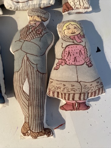 Vtg Fabric Victorian Pillow Stuffed Dolls. 8 Doll Set. Kids & Adults. Sewn. - Picture 5 of 10