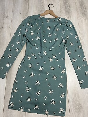 Fashion Union Blue White Floral Front Button Fit & Flare Mini Dress Sz 2 |  eBay