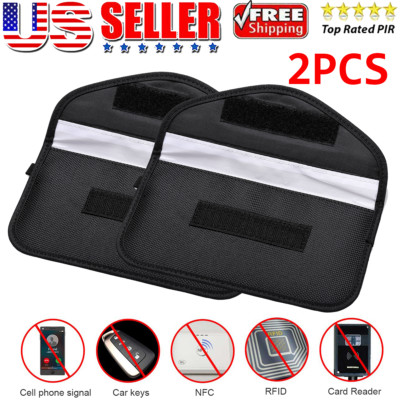 2 Pack Faraday Bag Signal Shielding Key Pouch for Car Keys and Cell Phones USA