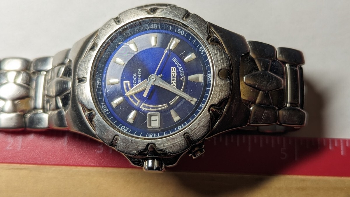 VINTAGE SEIKO KINETC WATCH 100M 5M62-OAH8 BLUE REPAIR | eBay