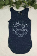 Harley Davidson Womens Blue Tank Top Size S Made in USA