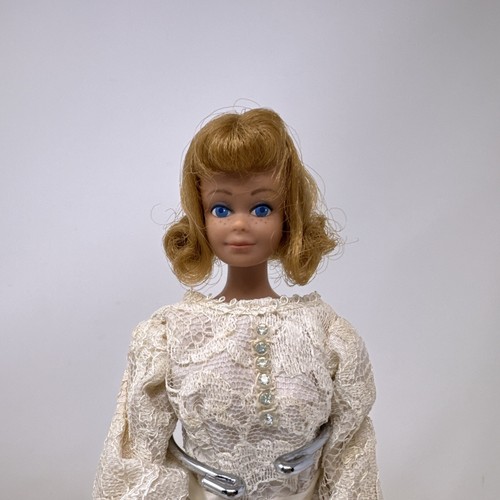 Vintage Mattel Midge Barbie Doll Bobbed Hair Freckles 1962 Wedding Gown Dress - Picture 4 of 9