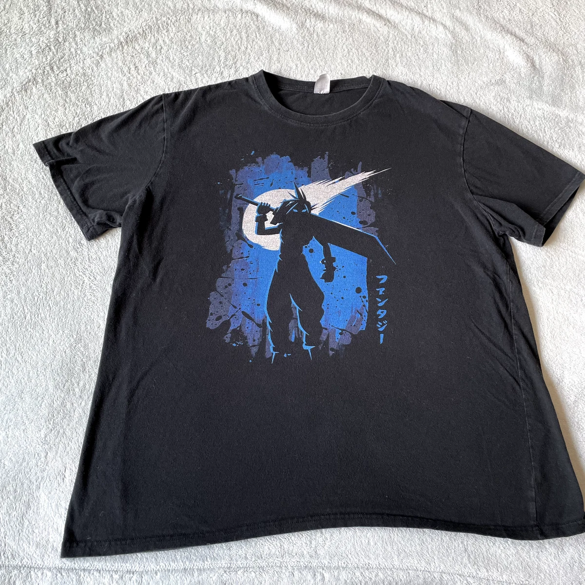 Vintage Y2K Cloud Strife Mens T-shirt Size XL Black Final Fantasy VII Video Game