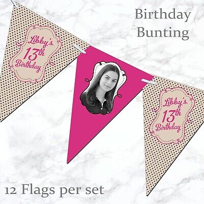 PERSONALISED Birthday Boy Girls BUNTING Banner 1st 2nd 5th 30th any colour Photo