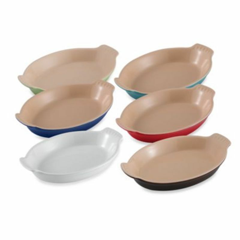 Le Creuset Au Gratin Oval Dish Stoneware Set Of 2 Orange Or Cobalt Blue