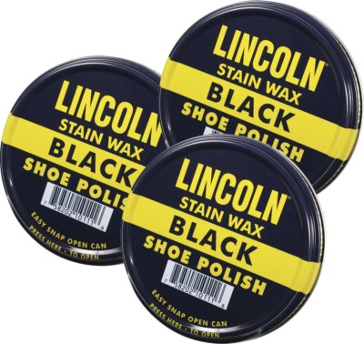 Lincoln Black Stain Wax Shoe Polish USMC Cleaner Can 2 1/8 oz. (3 PACK)