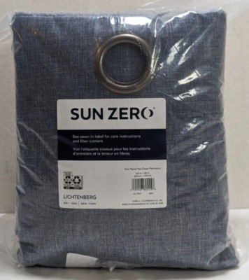 Sun Zero Pratt Tonal Texture Fleece Blackout Window Curtains BLUE 100x96'' CCPRT