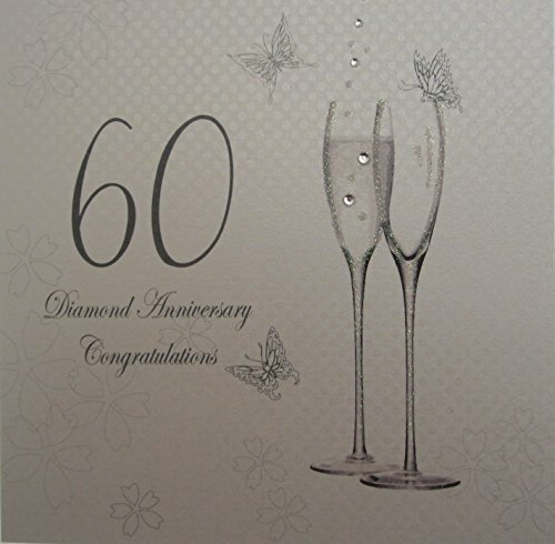 БЕЛЫЕ ХЛОПКОВЫЕ ОТКРЫТКИ с поздравлениями на 60-ю бриллиантовую годовщину Открытка ручной работы Champa 5090₽