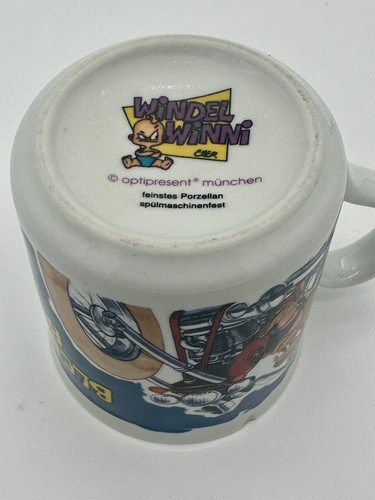 Windel Winni RARE German Comic Ceramic Coffee Tea Mug Motorcycle Chopper Design - Picture 6 of 7