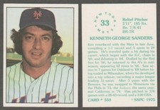 KEN SANDERS - 1975 SSPC # 550 - NEW YORK METS PITCHER - VINTAGE COLLECTIBLE!
