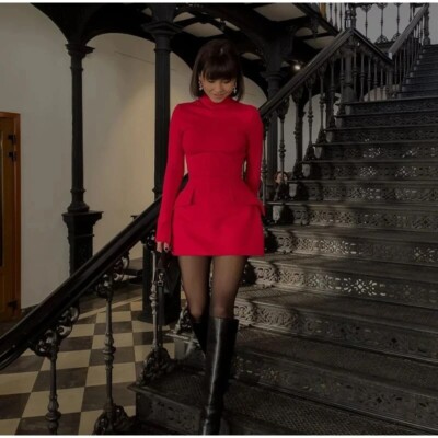 Chic Red Women Mini Dress Elegant Turtleneck Long Sleeve Bodycon A-line Dress | eBay Australia Chic Red Women Mini Dress Elegant Turtleneck Long Sleeve Bodycon A-line Dress | eBay Australia