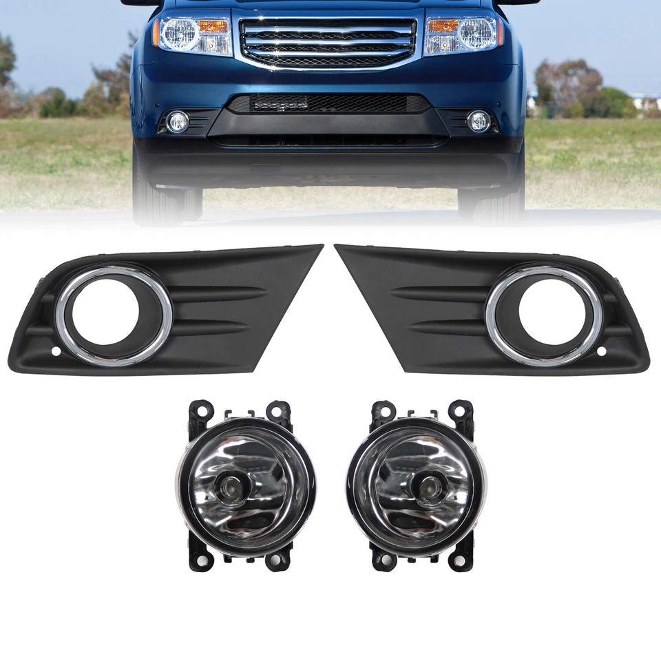 Fog Light W/Cover+Chrome Trim For Honda Pilot 2012-2013-2014-2015 Foto 3 de 4