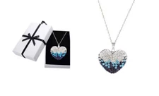 Blue and White Bubble Heart Necklace in Sterling Silver made with Swarovski