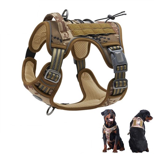 Military Tactical Dog Harness Lead Set Heavy Duty Molle Training Vest and Handle - Picture 6 of 28