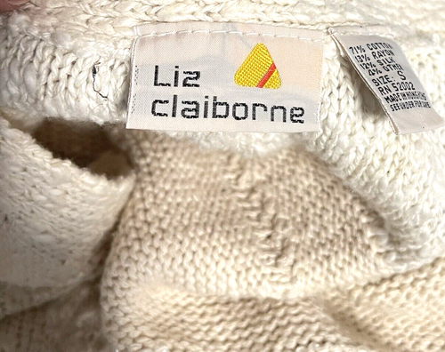 Vintage 80s Liz Claiborne Oversized Sweater Vest Size S Cotton SIlk Old Money - Picture 7 of 10