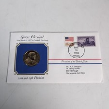 Grover Cleveland US Mint Presidential Bronze 33mm Medal in Postal Cover 1983