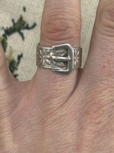 Anello fascia fibbia cintura argento sterling CPS VINTAGE anni 70 misura M 925 - Foto 9 di 13