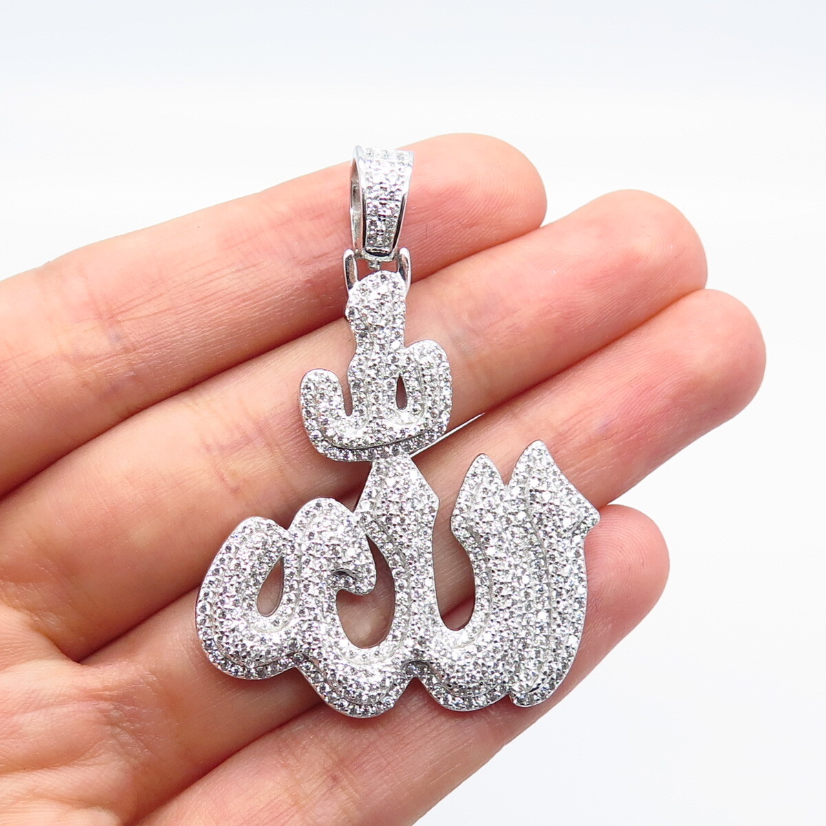 925 Sterling Silver Pave C Z Muslims Allah Religious … - Gem