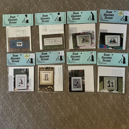 Lot of 8 Vintage Diane Graebner Designs Cross Stitch Patterns Amish Quilts Cats