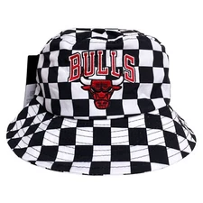 NEW NBA Chicago Bulls Black & White Checkered Bucket Hat Adult Unisex Men Women