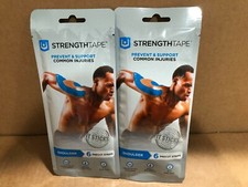 2 PK StrengthTape Prevent Support ShoulderKit Blue 6 Pre-Cut KT Strips Each