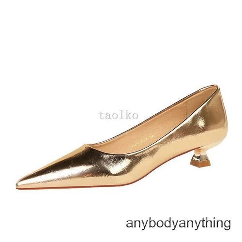 Scarpe da donna 3,5 cm tacco medio gattino punta decolte OL donna festa nuove - Foto 9 di 29
