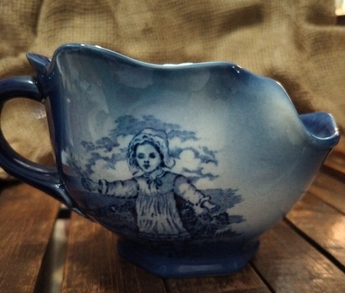 Vintage Ironstone RARE Les Enfants Shaving Mug Blue Staffordshire England As Is - Picture 2 of 18
