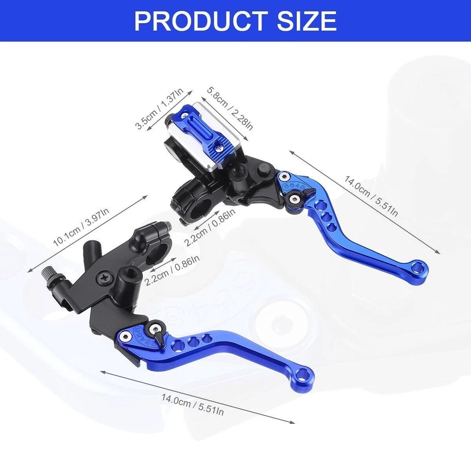 Juego de palancas de depósito cilindro maestro embrague freno CNC moto universal azul 7/8"" Foto 4 de 4