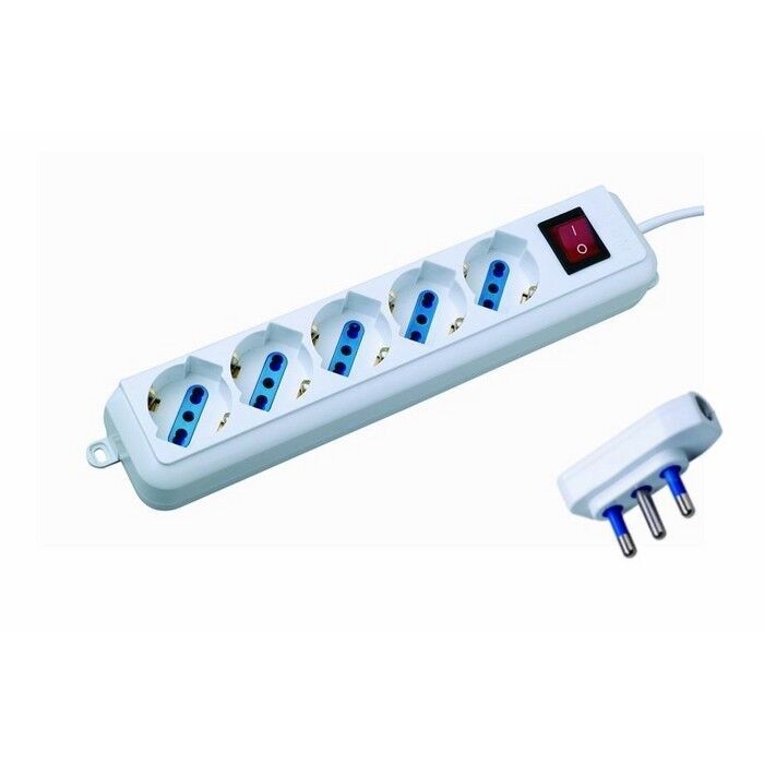 TECHLY Presa multipla a 5 posti italiana/schuko spina angolata