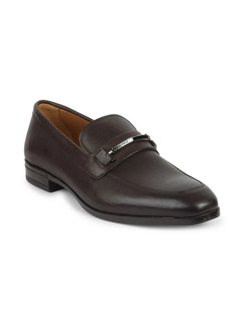 Hugo Boss Men s Brown Portland Pebbled Leather Loafers SIZE 11