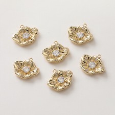 4pcs CZ Pave Lotus Leaf Charm,Cubic Zirconia Lotus Leaf Flower Pendant