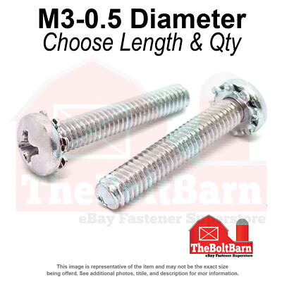 M4-0.7 External Tooth Phillips Pan Head Machine Screws Zinc (Pick Length & Qty)