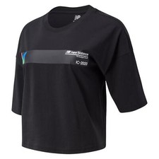 Image of NEW BALANCE WOMENS OPTIKS GRAPHIC PRINT T-SHIRT TEE TOP BLACK RETRO NEW BNWT OG 