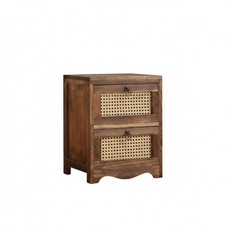 Rattan Drawer Chest Mid Century Look Sturdy Build for Entryway