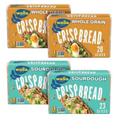 Wasa Crispbread Variety Pack Pack of 4 Sourdough and Whole Grain Crackers