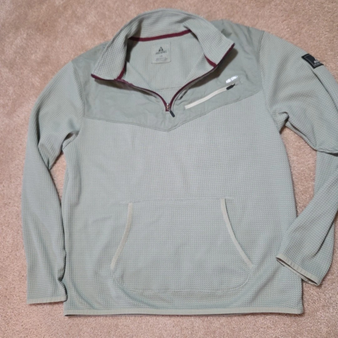 Ascend Jacket Green 1/4 Zip Long Sleeve Lightweight Thermal Mens Large