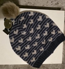 Image of Accessorize Winter Beanie Hat Pom Pom Navy Blue New with Tags One Size Ladies