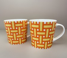 2 Starbucks 2006 Coffee Mugs, vintage lawn Chair Series Orange/Yellow Cup Summer