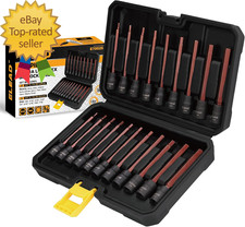 Extra-long Allen Hex Bit Socket Set 20-piece 38 Inch Drive 110mm S2 Steel St