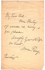 NORA PERRY AMERICAN POET JOURNALIST AUTHOR NOTE SIGNED TO A FRIEND
