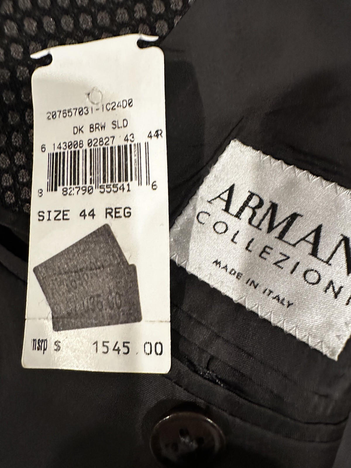 $1,500 Armani Collezioni Dk Brown Raised Texture Silk Wool Blend Blazer 44R Coat