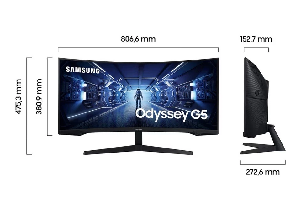 Samsung Odyssey G5 C34G55TWWP 34 Zoll UWQHD Curved Gaming Monitor 165Hz 1ms - Bild 2 von 3