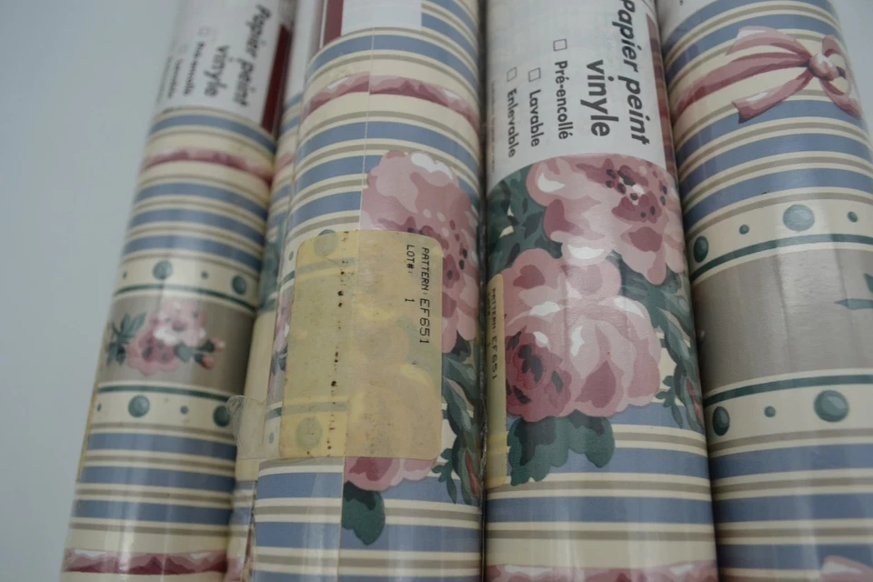 批量 8 件 复古 Seabrook Designs 乙烯基墙面覆盖壁纸 花卉图案 EF651 — 第 4/4 张图片