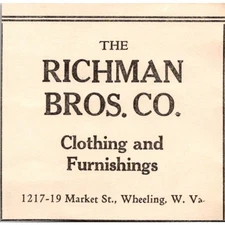 The Richman Bros Co Clothing Wheeling W VA 1941 Wheeling WV Clipping SAJ1-M3