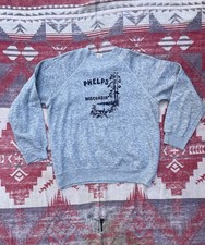 Vintage Sweatshirt Phelps Wisconsin Deer Trees Gray