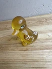 Fenton Art  Duck Amber Figurine ~ Handpainted Signed-R44-56