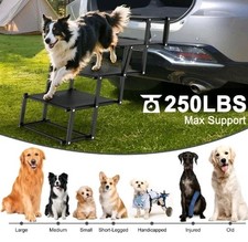 Extra Wide Dog Stairs for Large Dogs, Foldable Dog Ramp for Car with Non-Slip