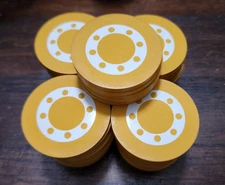Set of 45 Vintage Yellow Poker Chips Crest and Seal Circle with Dots
